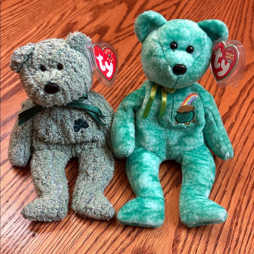 TY Beanie Babies Set of 2000 Shamrock & 2003 Killarney St Patrick’s Day Bears